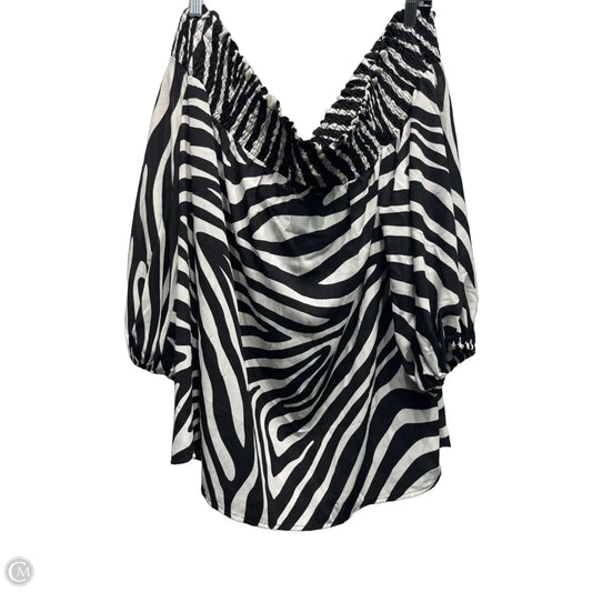 Blouse Short Sleeve By New York And Co In Black & White, Size: Xxl