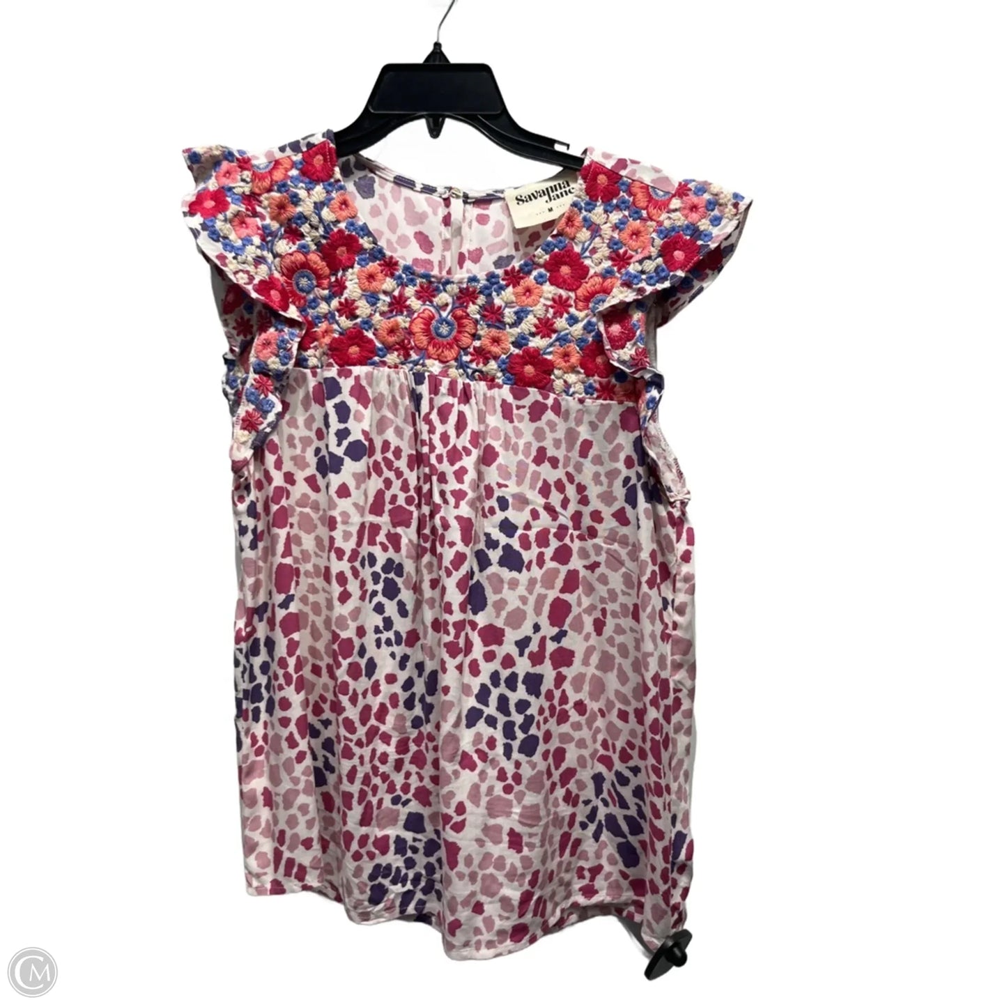 Top Short Sleeve By Savanna Jane In Blue & Red, Size: M