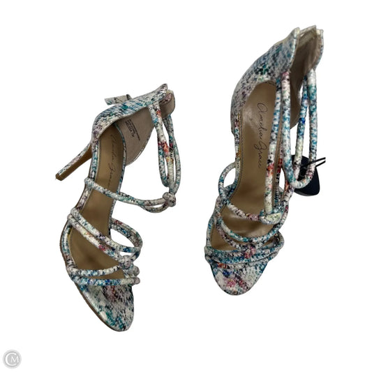 Sandals Heels Stiletto By AMELIA GRACE In Blue & White, Size: 7