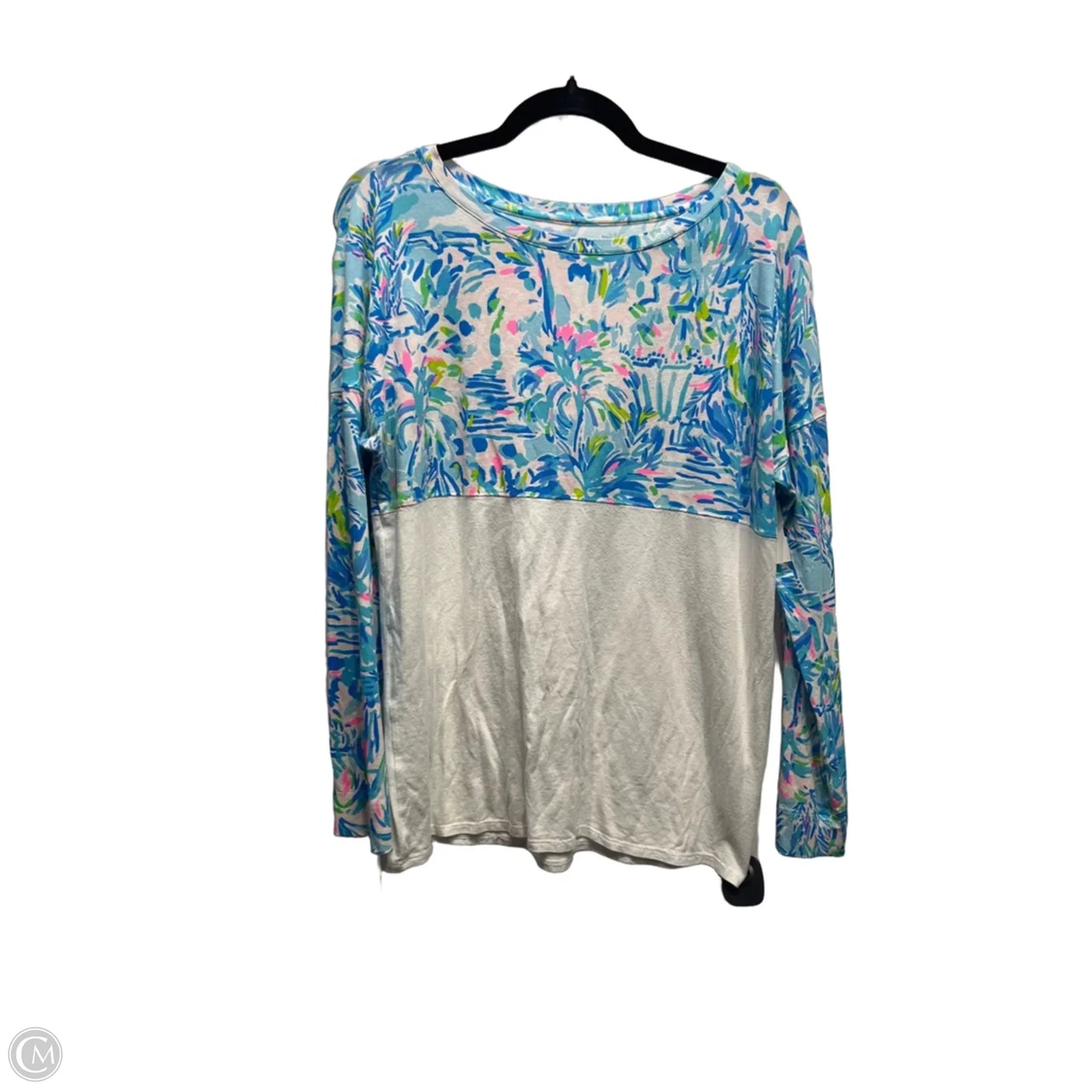 Top Long Sleeve Designer By Lilly Pulitzer In Blue & White, Size: M