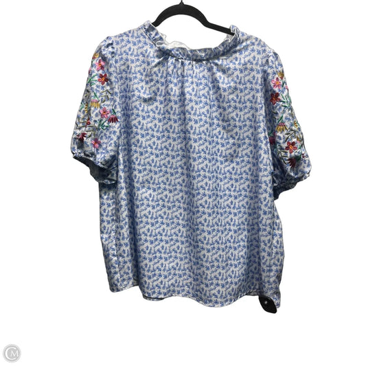 Top Short Sleeve By Shein In Blue & White, Size: 2x