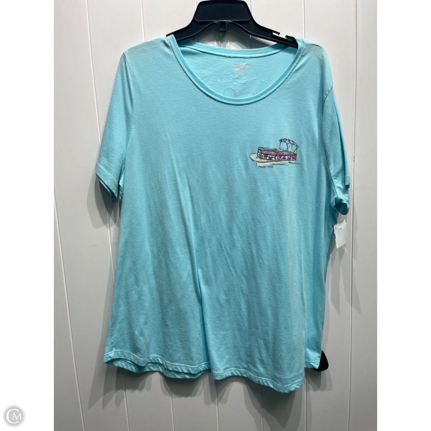 Top Short Sleeve Basic By Kim Rogers In Blue, Size: Xl
