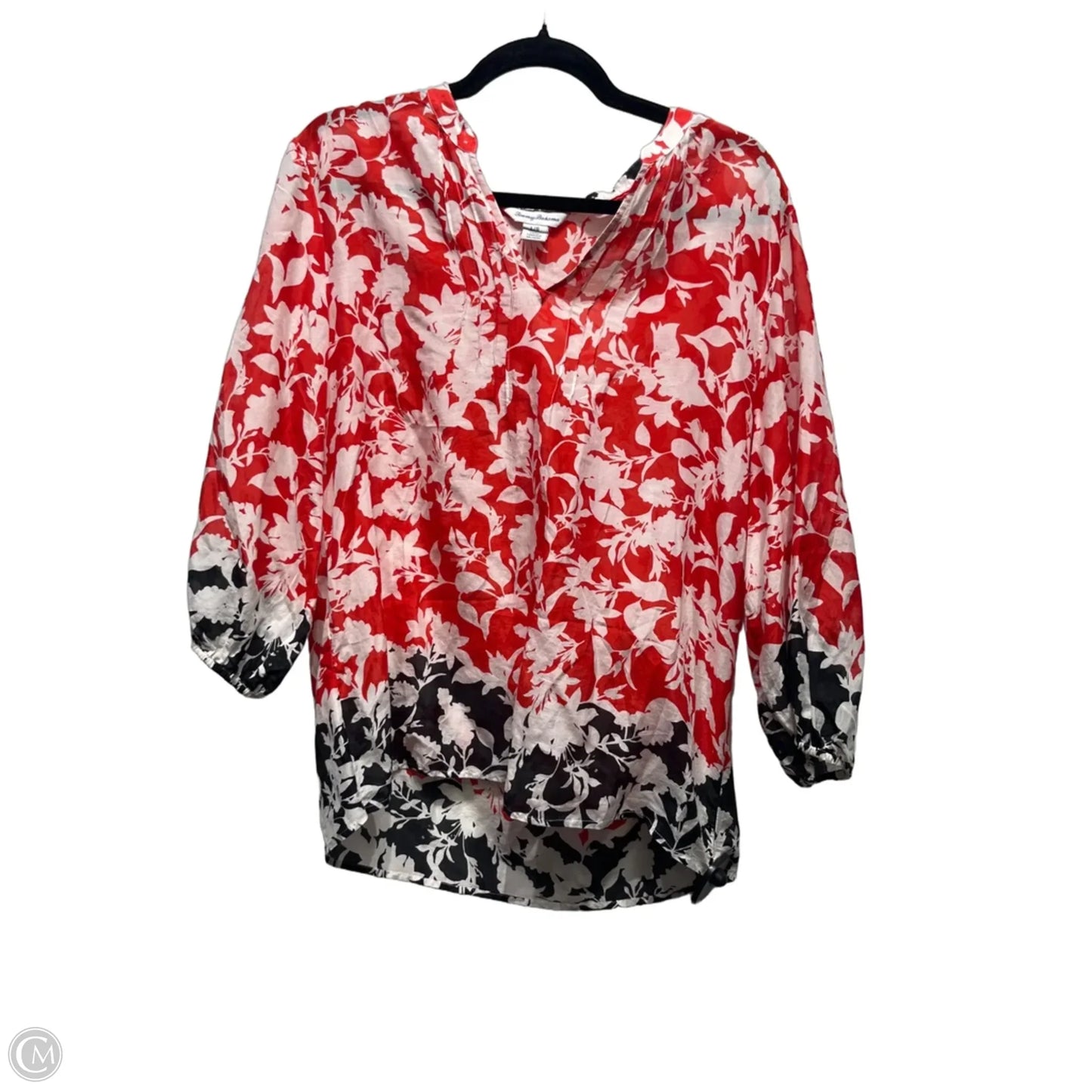 Top Long Sleeve By Tommy Bahama In Red & White, Size: L