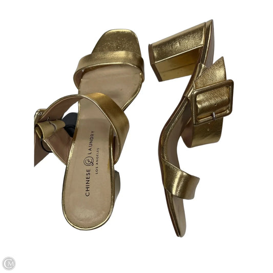 Sandals Heels Block By Chinese Laundry In Gold, Size: 10