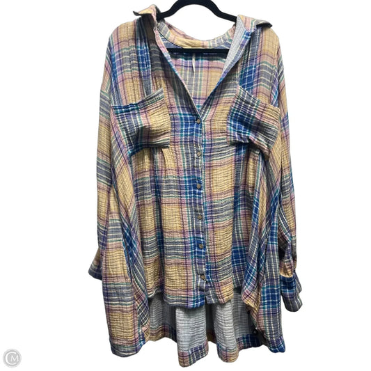 Tunic Long Sleeve By Free People In Blue & Purple, Size: S