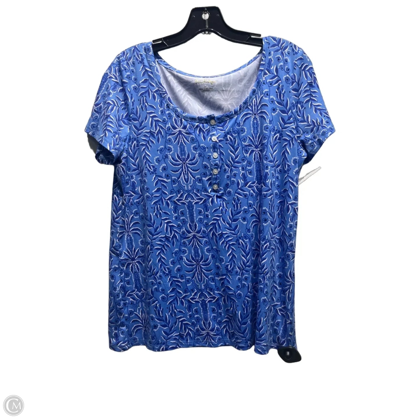 Top Short Sleeve Designer By Lilly Pulitzer In Blue, Size: M
