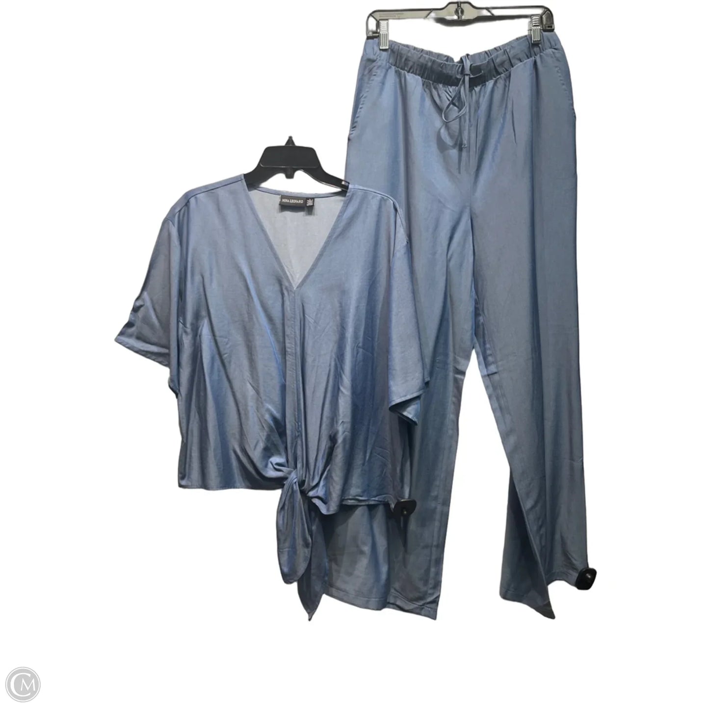 Pants Set 2pc By Nina Leonard In Blue, Size: L