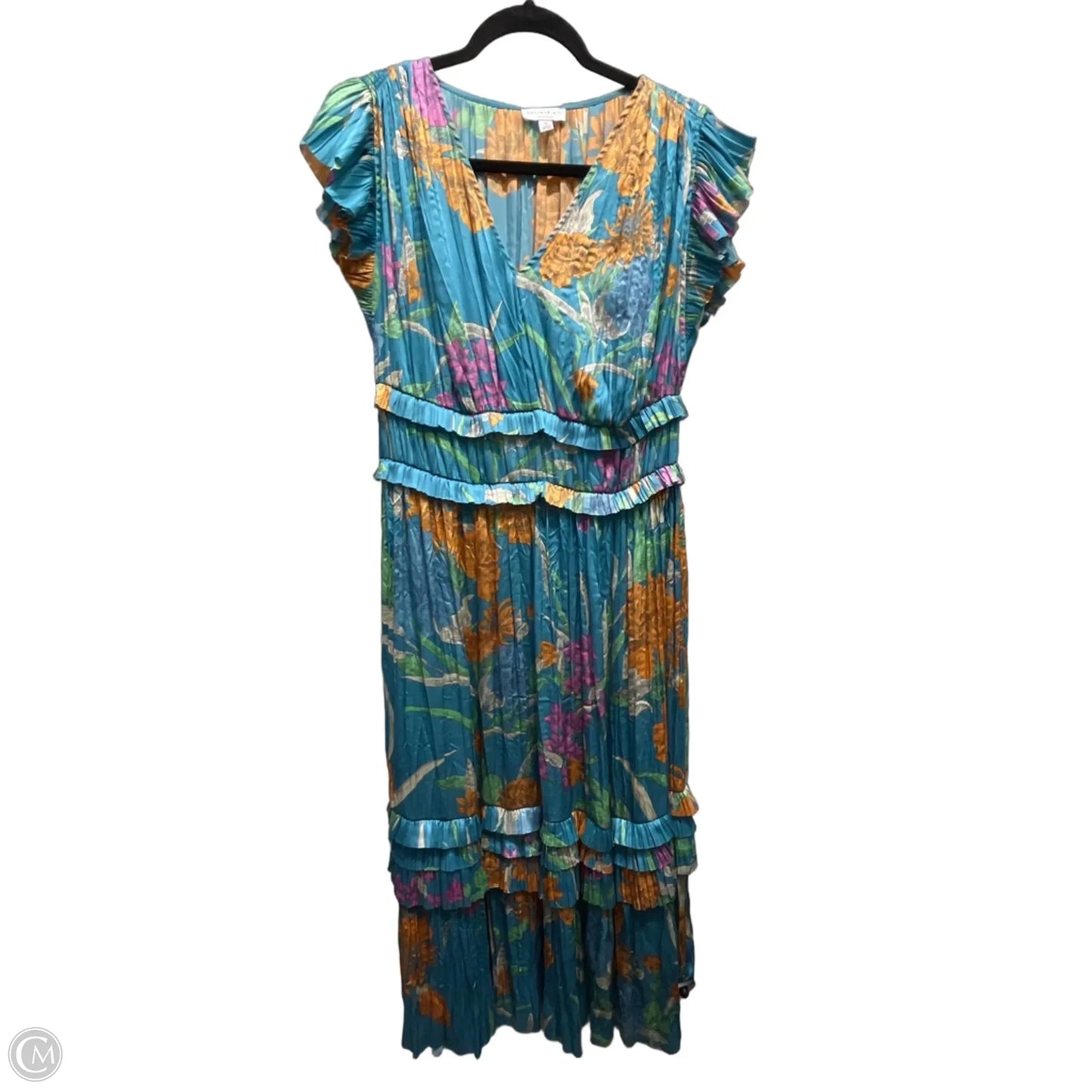 Dress Casual Midi By Current Air In Blue & Orange, Size: M