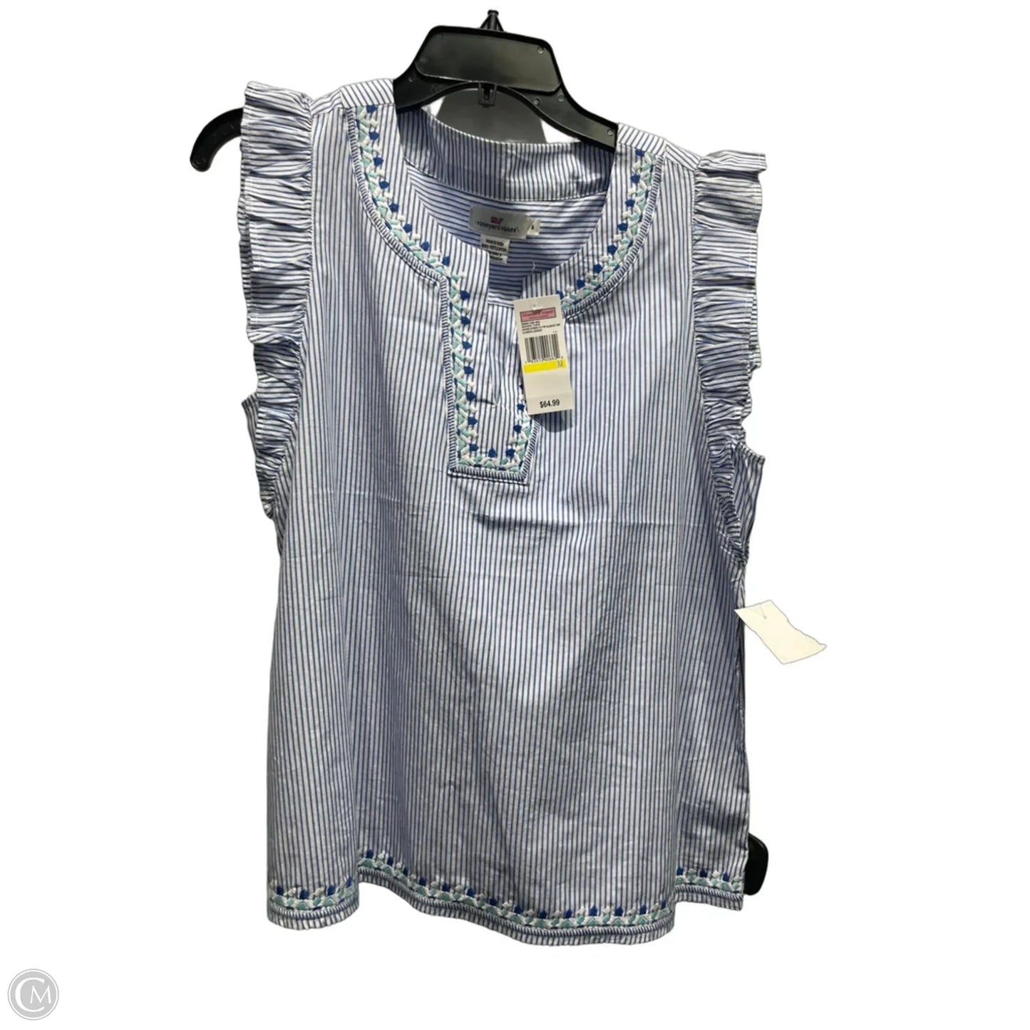 Top Short Sleeve By Vineyard Vines In Blue & White, Size: M