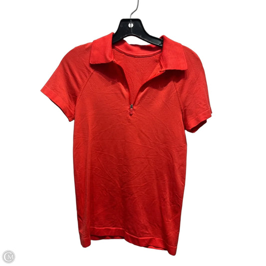 Athletic Top Short Sleeve By Lululemon In Red, Size: S