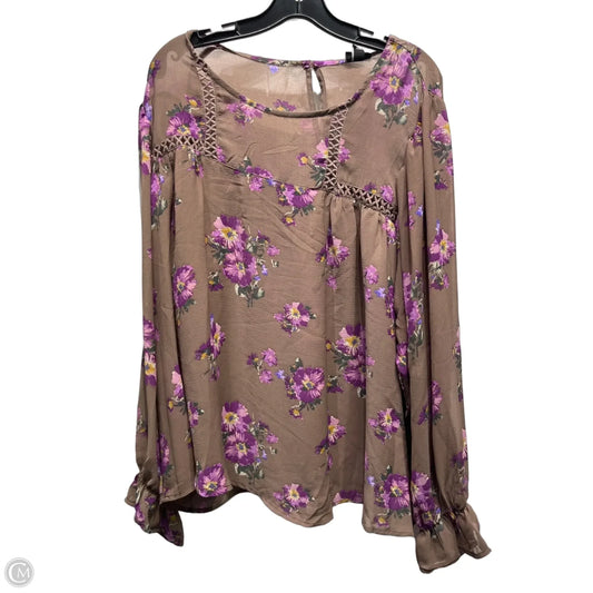 Top Long Sleeve By Torrid In Brown & Purple, Size: 2x