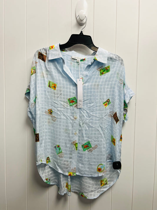Blue & Green Top Short Sleeve Jane And Delancey, Size M