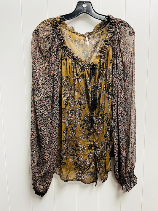 Camouflage Print Blouse Long Sleeve Free People, Size S
