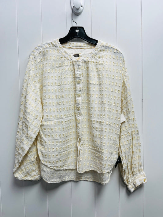 Top Long Sleeve By Pilcro In White & Yellow, Size: Xs