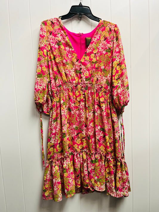 Dress Casual Short By Taylor In Pink & Yellow, Size: 14