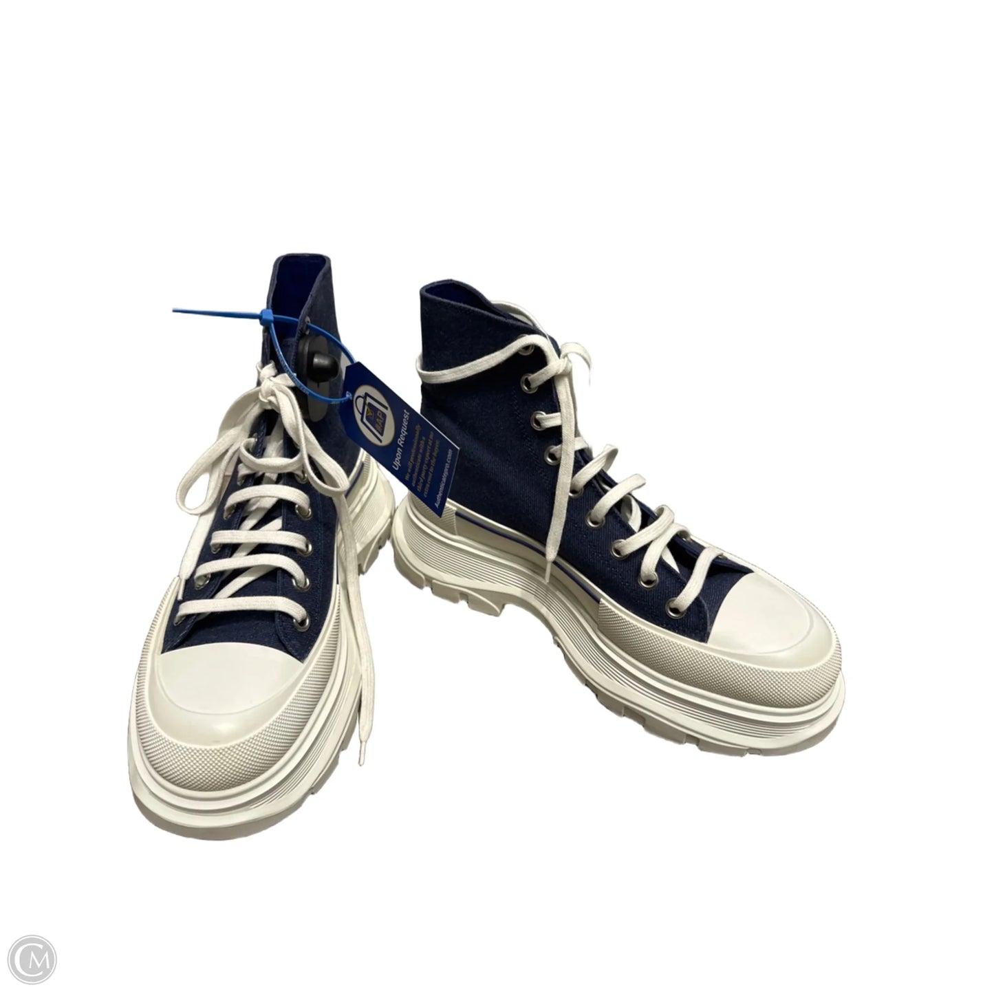 Shoes Luxury Designer By Alexander Mcqueen In Blue & White, Size: 10.5