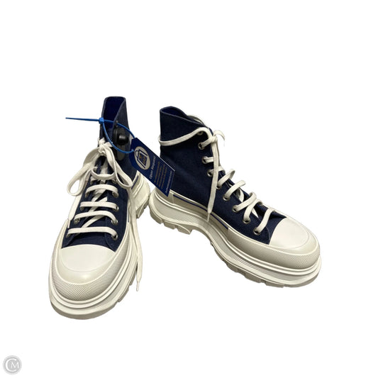 Shoes Luxury Designer By Alexander Mcqueen In Blue & White, Size: 10.5