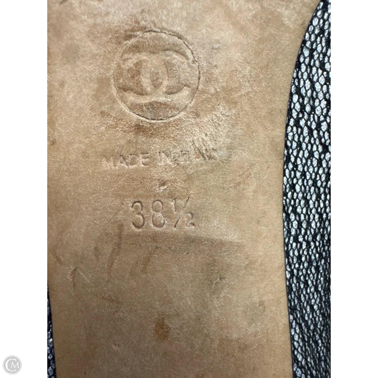 Shoes Luxury Designer By Chanel In Silver, Size: 8.5