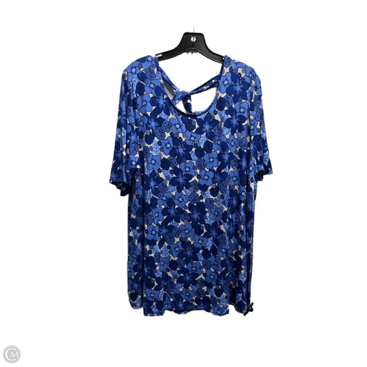 Top Short Sleeve By Lane Bryant In Blue & White, Size: 14