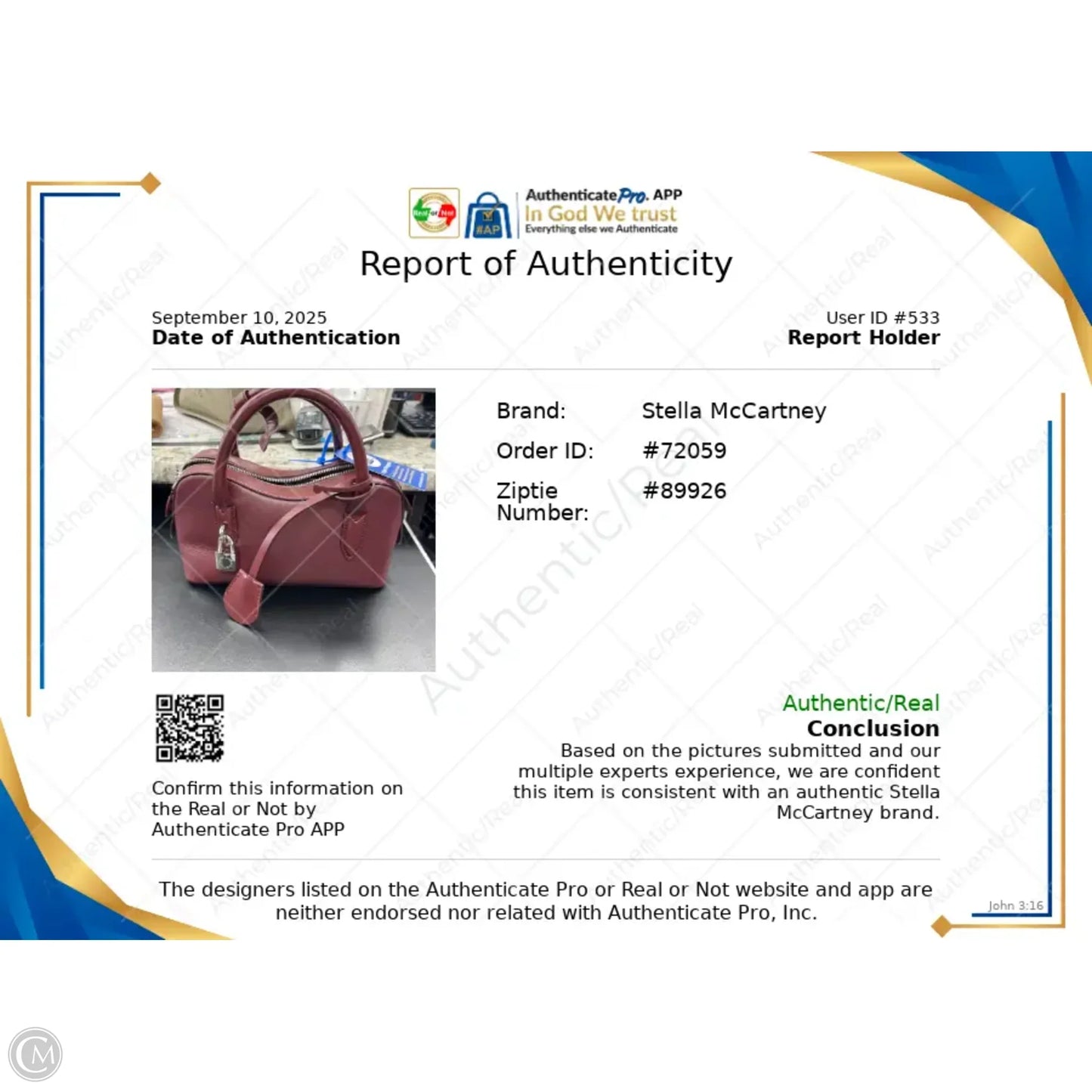 Handbag Luxury Designer By Stella Mccartney, Size: Small