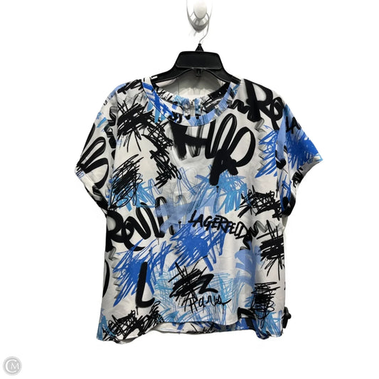 Top Short Sleeve Designer By Karl Lagerfeld In Blue & White, Size: Xl