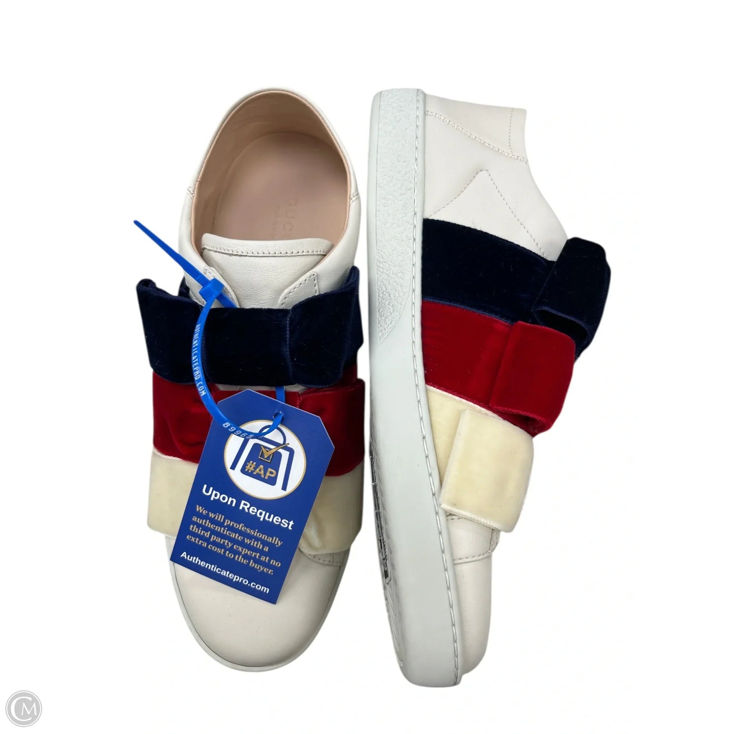 Shoes Luxury Designer By Gucci In Blue & Red & White, Size: 9