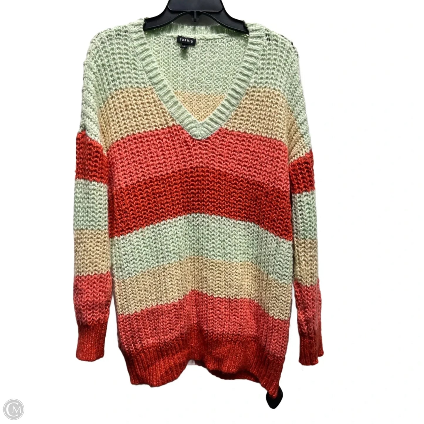 Sweater By Torrid In Green & Orange, Size: 2x