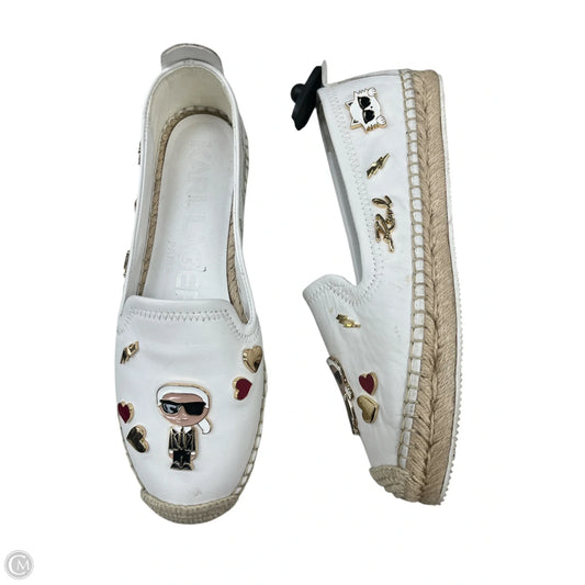 Shoes Designer By Karl Lagerfeld In White, Size: 8