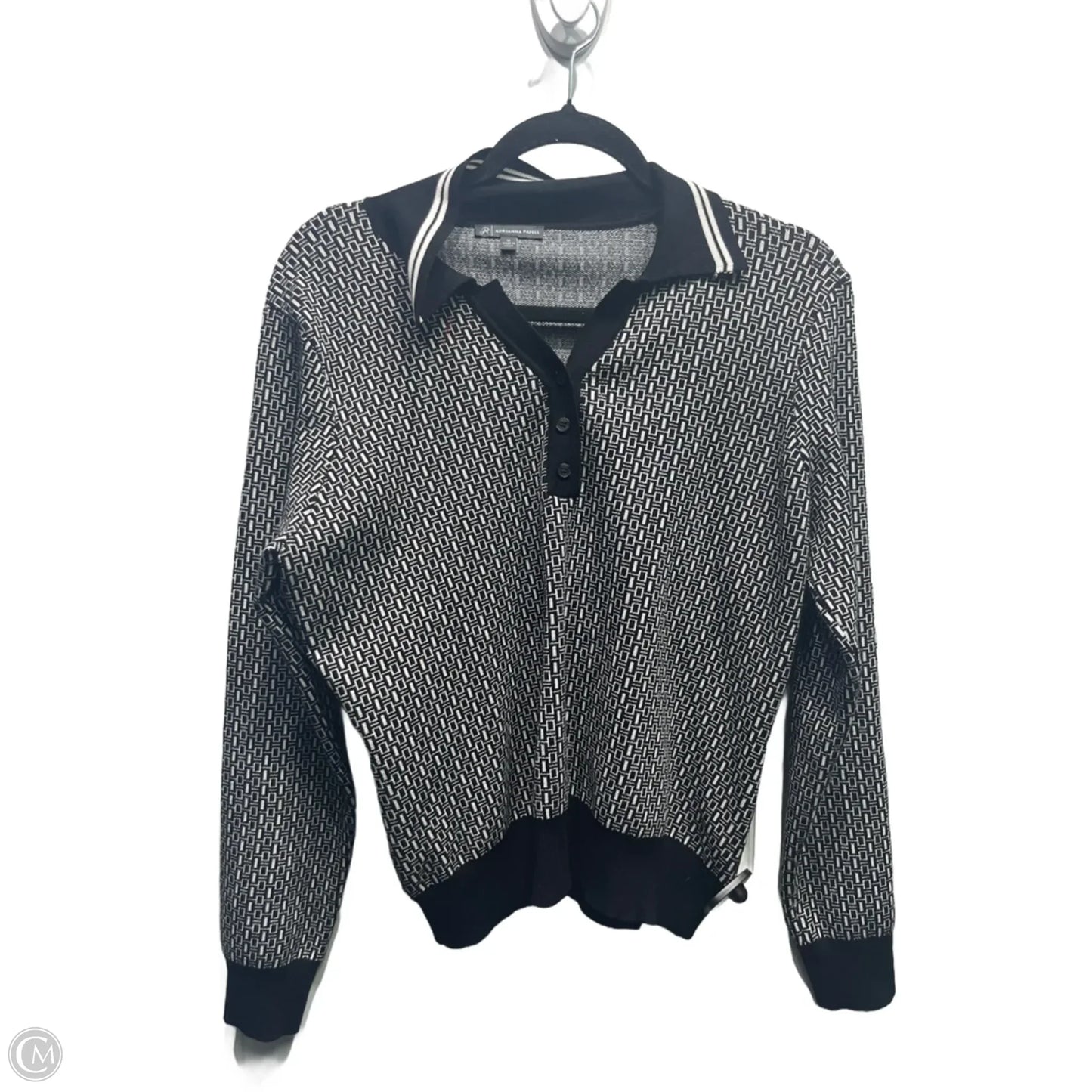Top Long Sleeve By Adrianna Papell In Black & White, Size: M