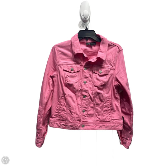 Jacket Denim By Talbots In Pink Denim, Size: M