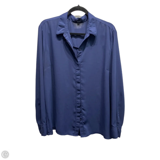 Blouse Long Sleeve By Express In Navy, Size: Xl