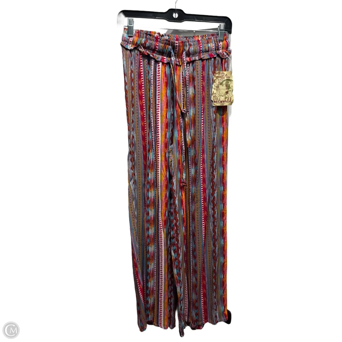 Pants Wide Leg By One World In Blue & Red, Size: Sp