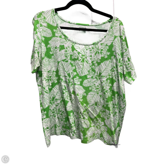 Top Short Sleeve By Jones New York In Green & White, Size: 2x