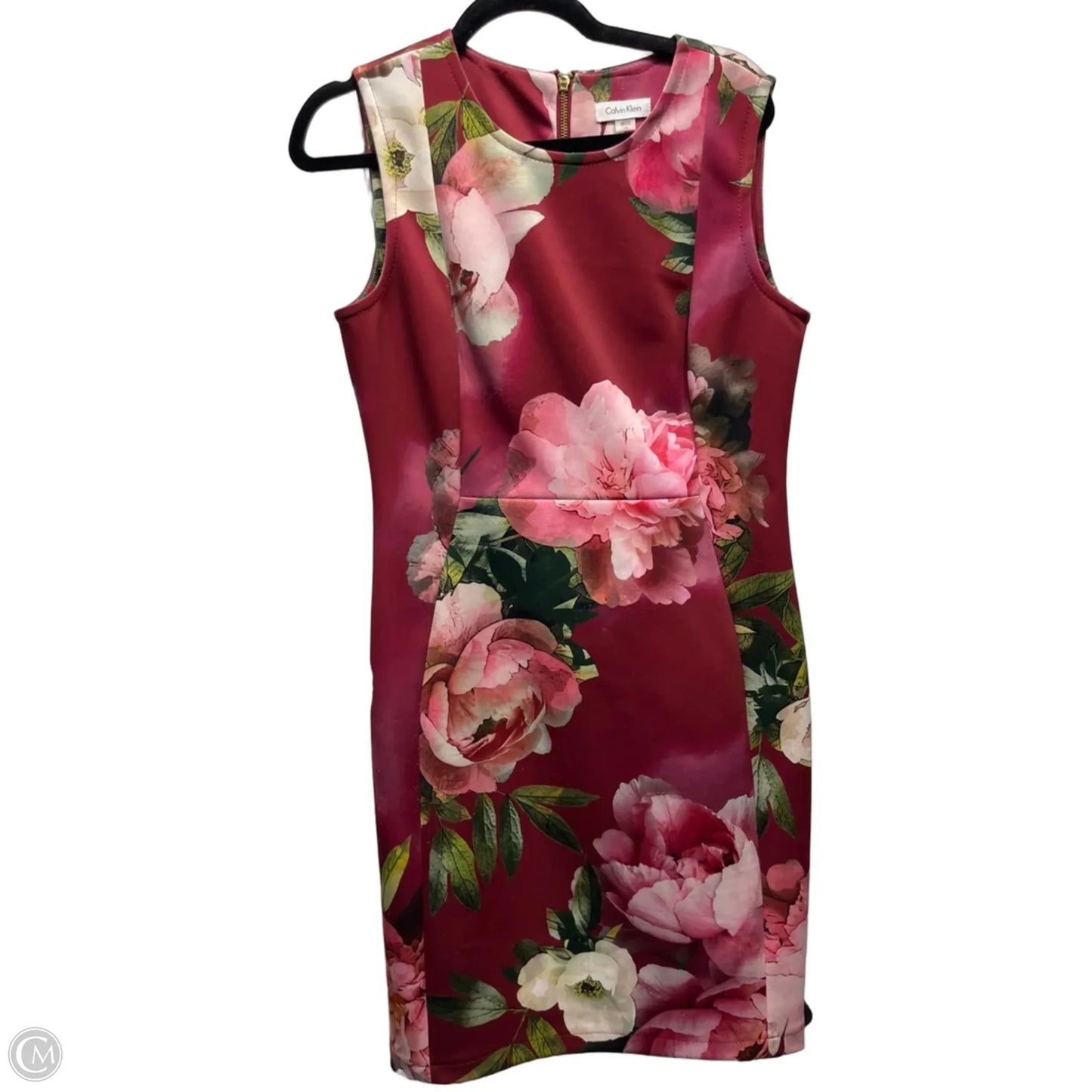 Dress Work By Calvin Klein In Pink & Red, Size: 12