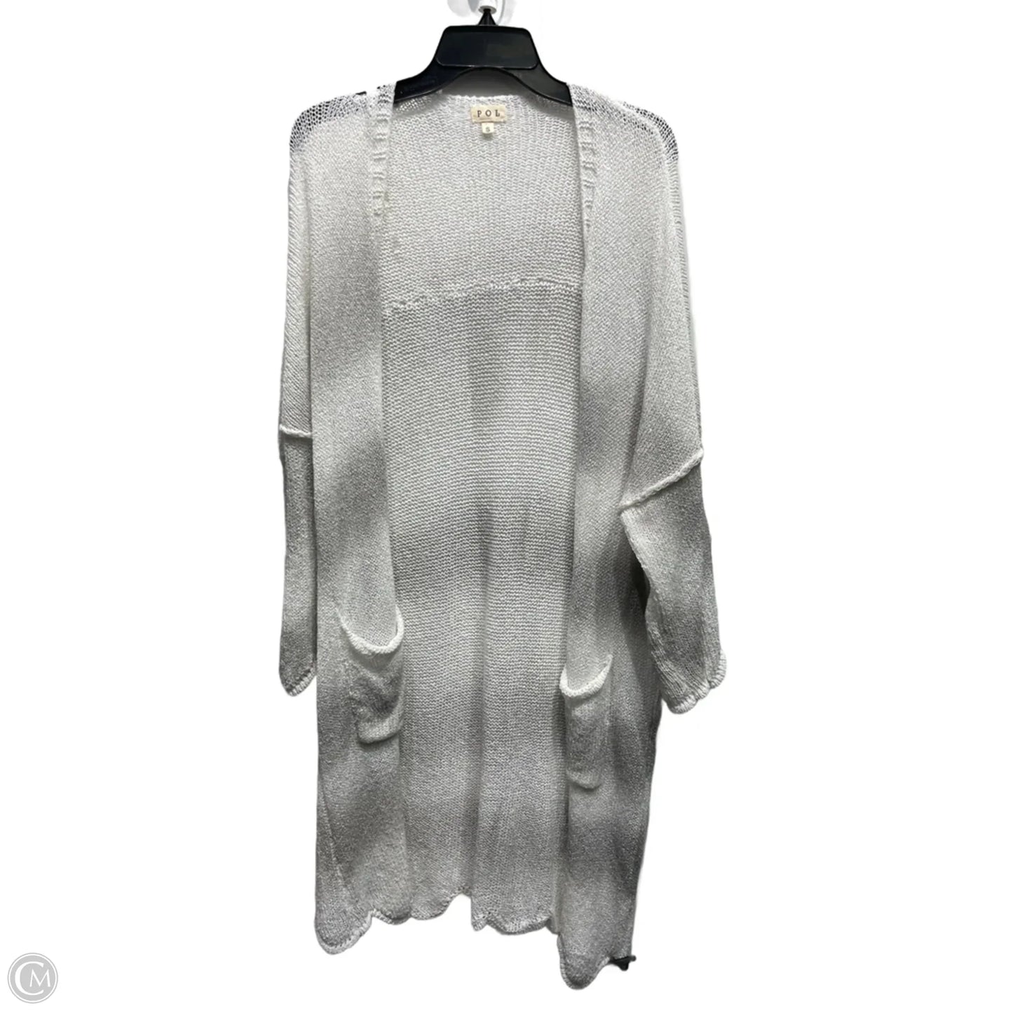 Sweater Cardigan By Pol In Grey & White, Size: S