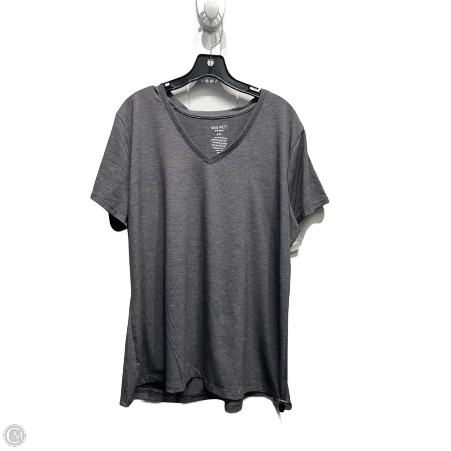 Top Short Sleeve Basic By Nine West Apparel In Grey, Size: Xxl