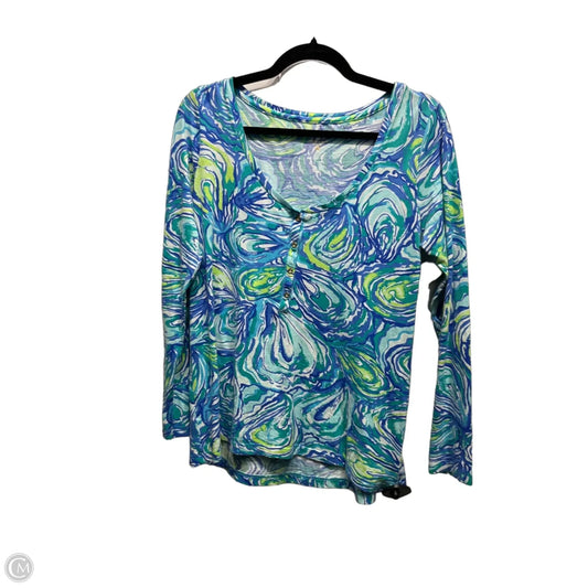 Top Long Sleeve Designer By Lilly Pulitzer In Blue & Green, Size: S