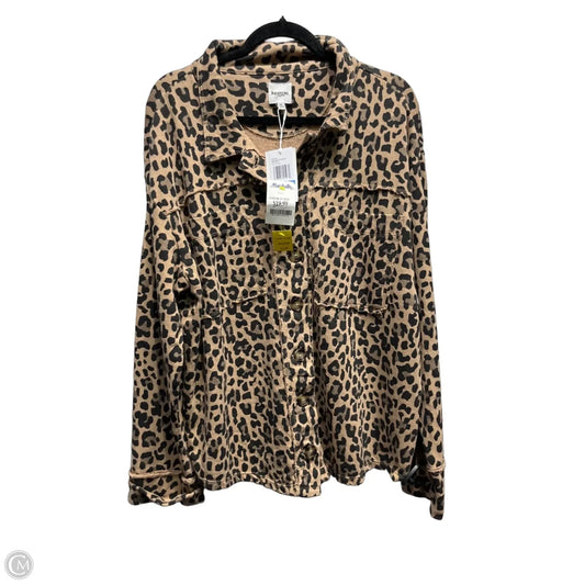 Jacket Shirt By Kensie In Black & Brown, Size: Xl