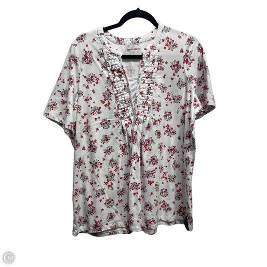 Top Short Sleeve By Woman Within In Pink & White, Size: L
