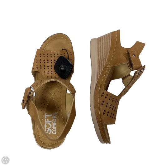 Sandals Heels Wedge By soft comfort  In Tan, Size: 10