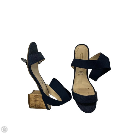 Sandals Heels Block By Liz Claiborne In Blue, Size: 9.5