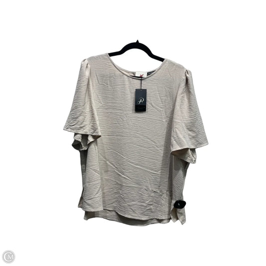 Top Short Sleeve By Adrianna Papell In Tan, Size: Xl