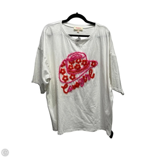 Top Short Sleeve Basic By Peach Love Cream California In Pink & White, Size: L