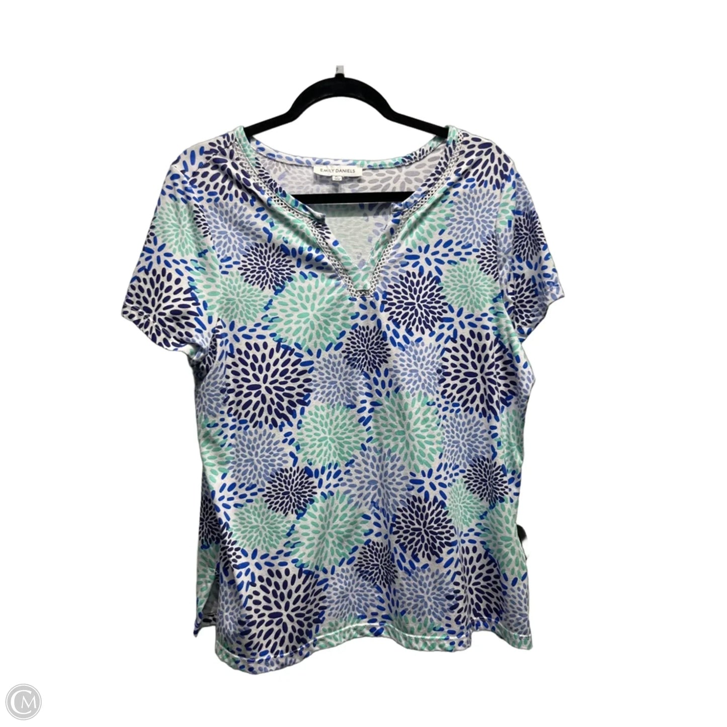 Top Short Sleeve By Emily Daniels In Blue & Green, Size: Lp