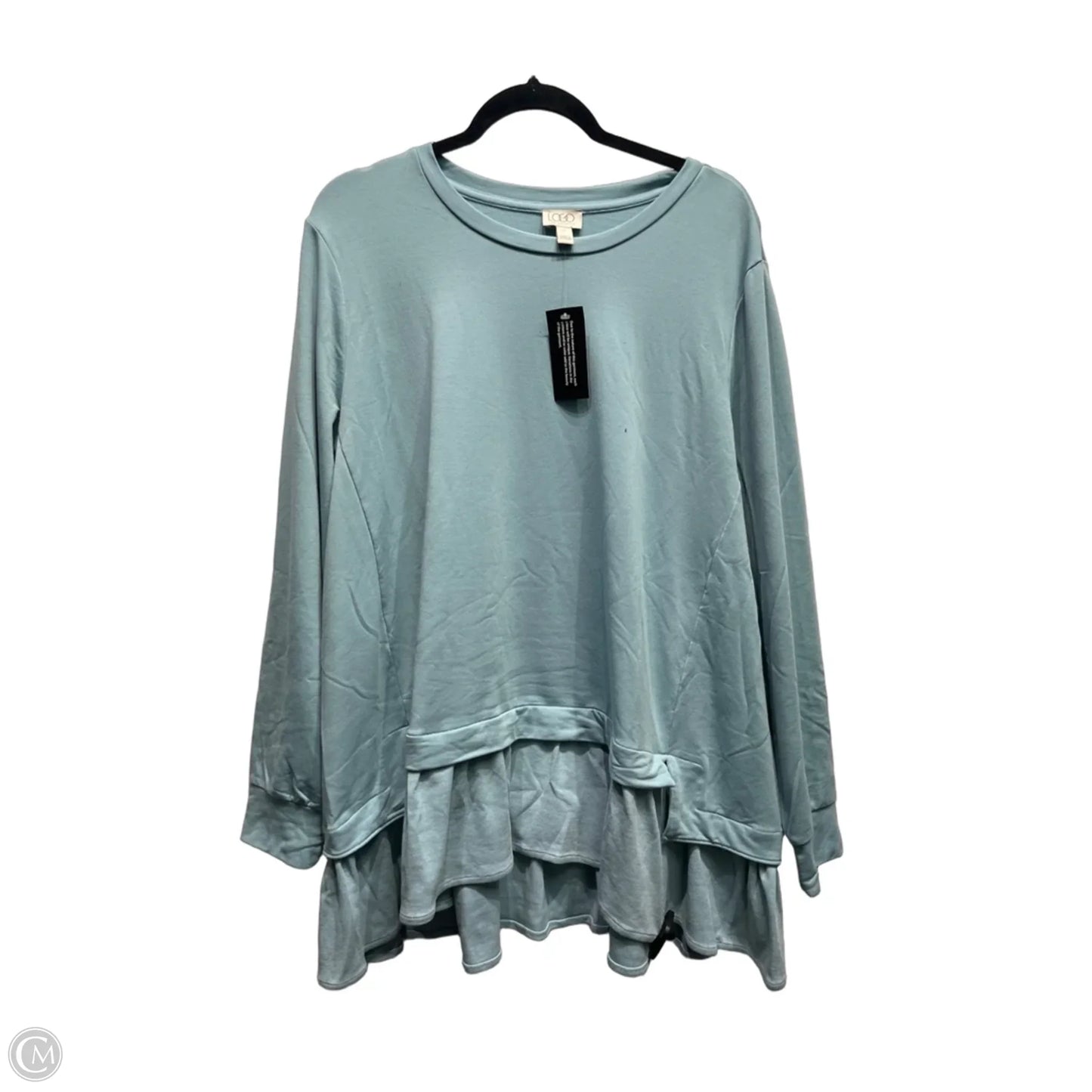Top Long Sleeve By Logo In Blue, Size: 1x