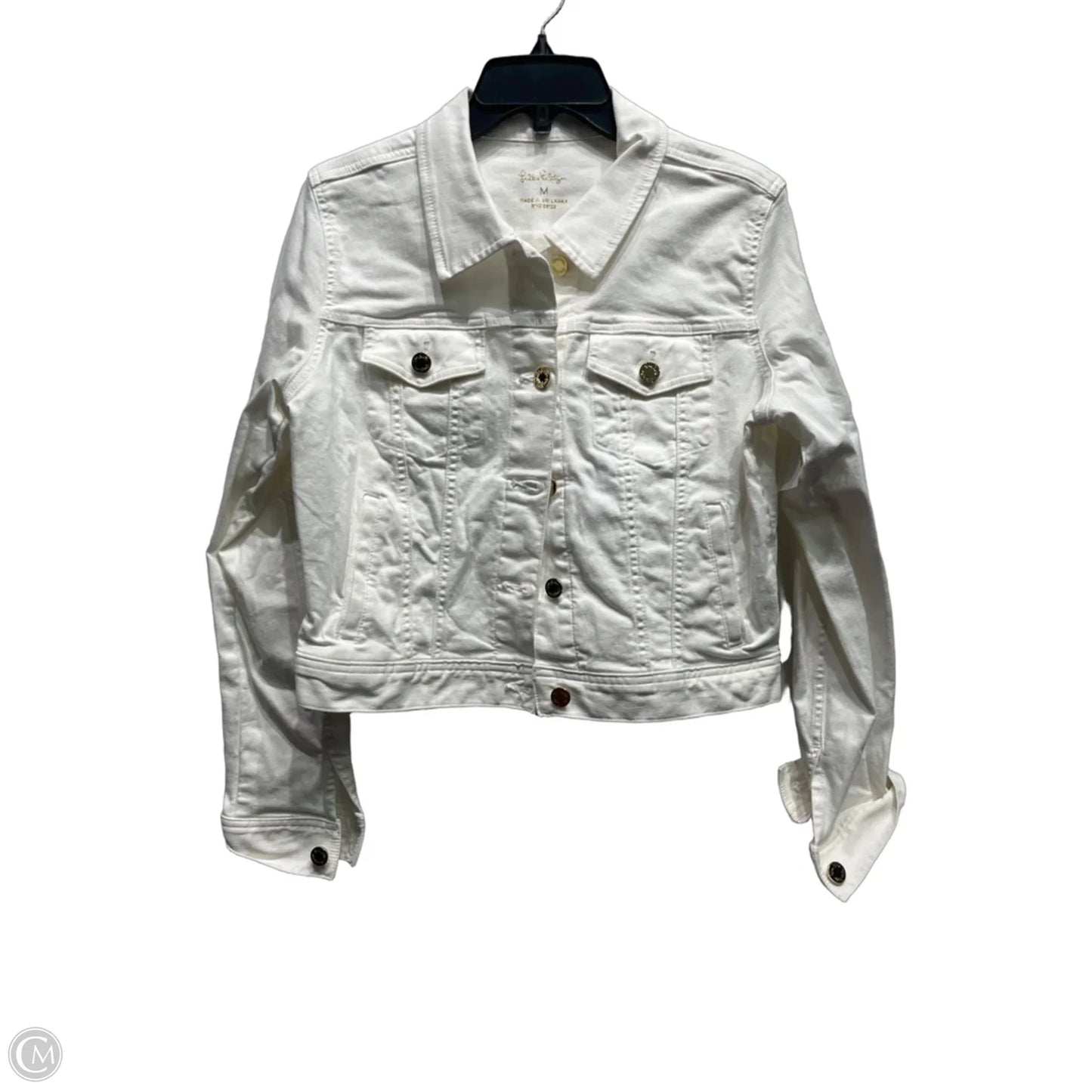 Jacket Designer By Lilly Pulitzer In White Denim, Size: M