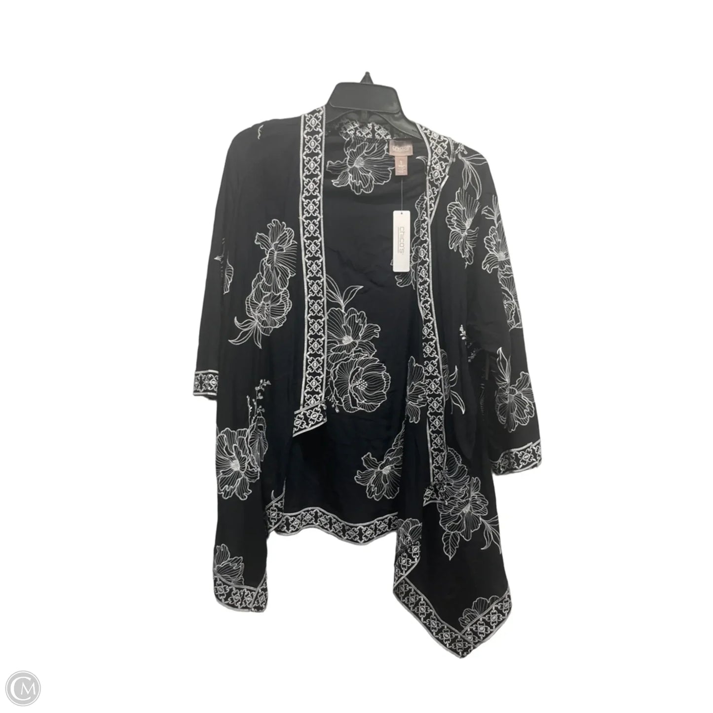 Cardigan By Chicos In Black & White, Size: M