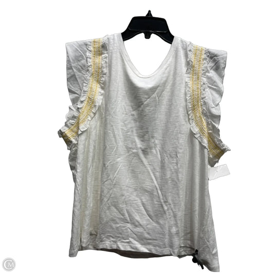 Top Short Sleeve By Nautica In White & Yellow, Size: Xxl