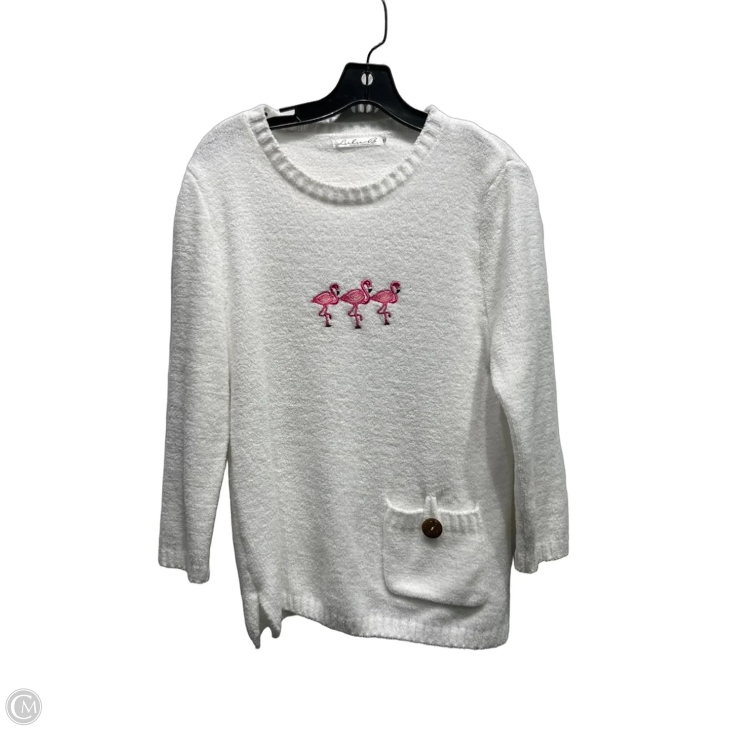 Sweater By Lulu B In Pink & White, Size: M