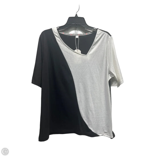 Top Short Sleeve By Exclusive In Black & White, Size: Xl